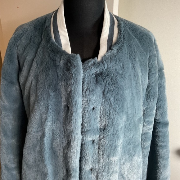 22. NWT Booho Man Blue Bomber Varsity Jacket with Classic Styling Size Large - Picture 3 of 8